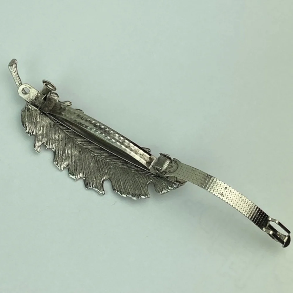 Feather Metal Hair Clip Silver‎ Tone Boho